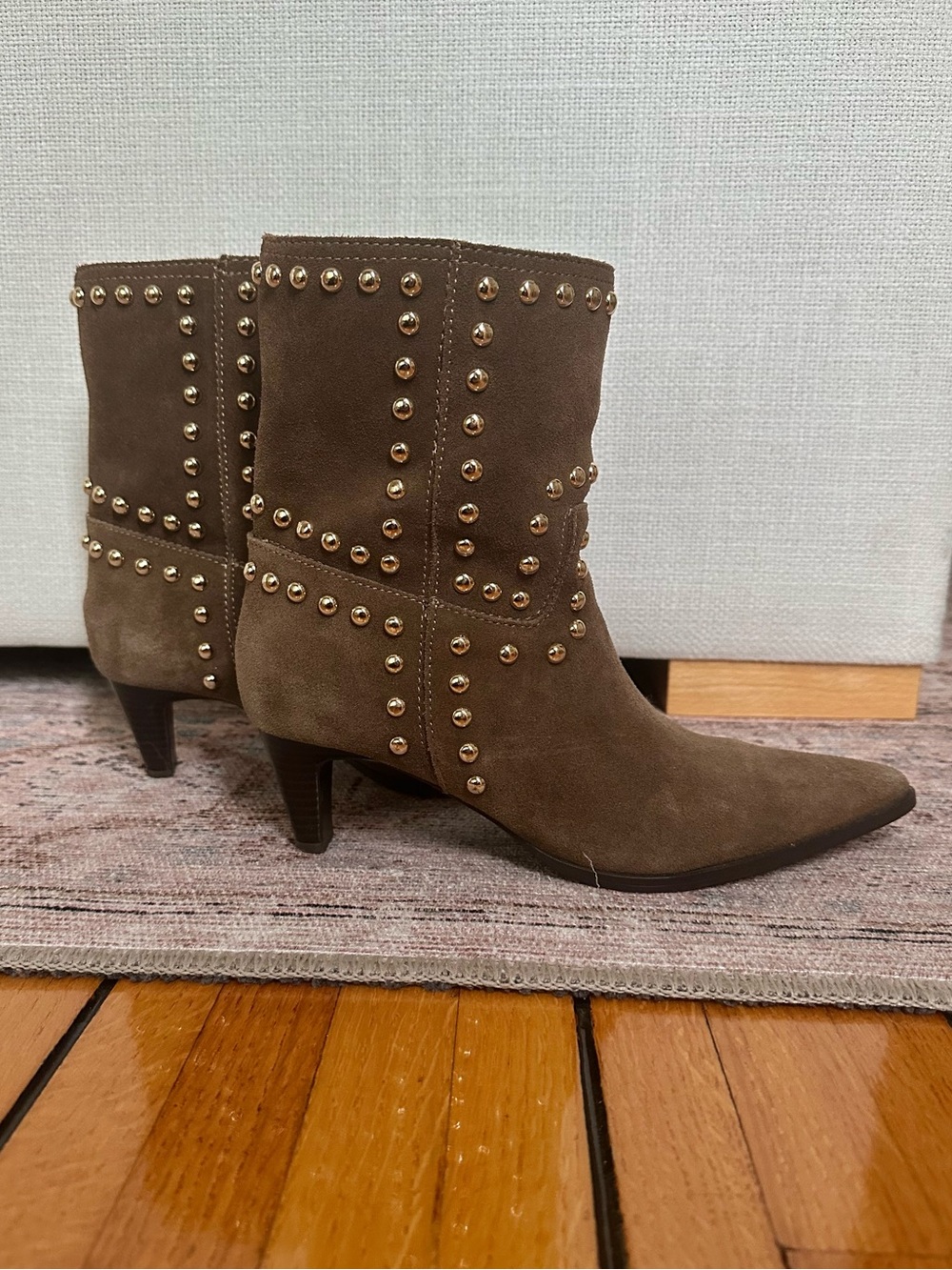 Zara Suede Studded Ankle Boots
